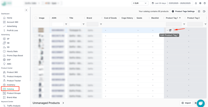 Product tags to ASINs