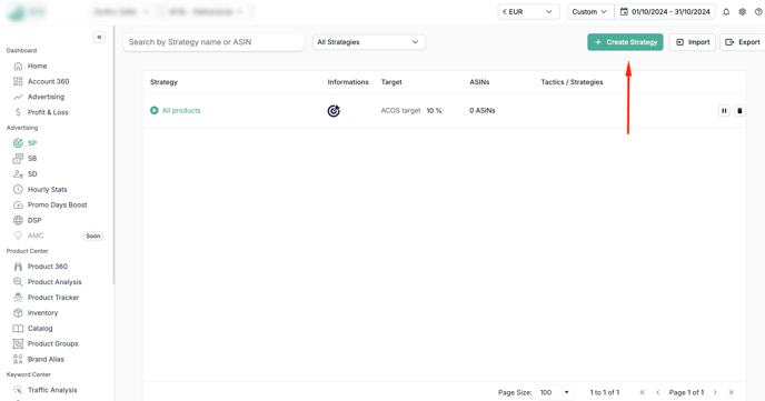 create amazon SP ads on m19
