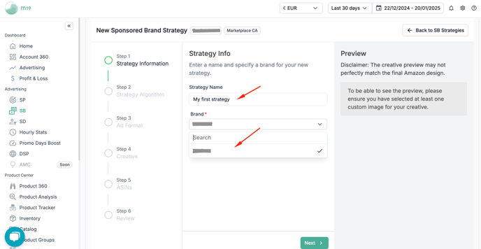 Create Amazon SB ads 