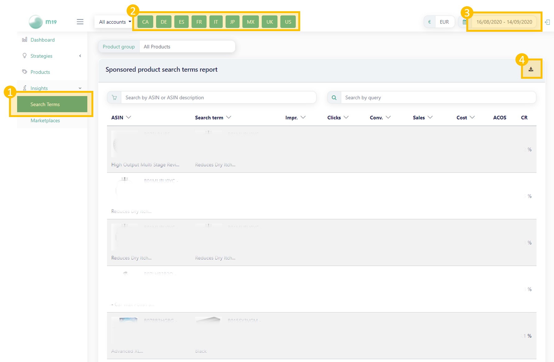 download search terms performance report