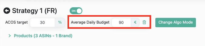 Set average daily budget